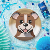 明るく微笑むハッピーブラウンの子犬 ペーパープレート (パーティー)