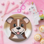 明るく微笑むハッピーブラウンの子犬 ペーパープレート (パーティー)