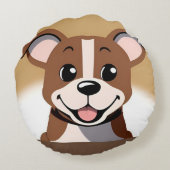 明るく微笑むハッピーブラウンの子犬 ラウンドクッション (裏面)