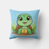 明るく微笑む愛らしい漫画の亀 クッション (裏面)