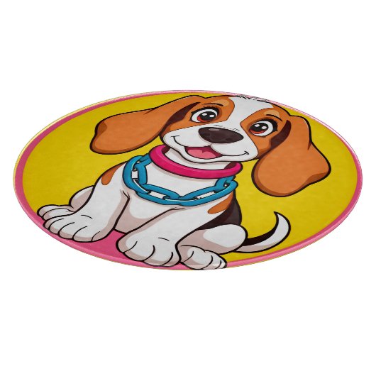 明るく微笑む愛らしい漫画犬 カッティングボード (角)