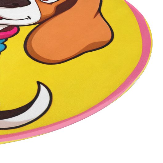 明るく微笑む愛らしい漫画犬 カッティングボード (角)