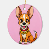 明るく微笑む愛らしい漫画犬 セラミックオーナメント (左)