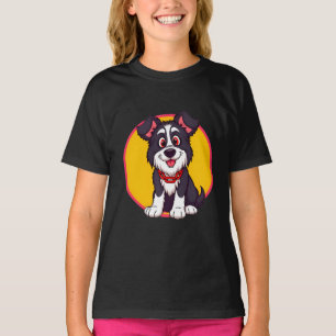 明るく微笑む愛らしい漫画犬 Tシャツ