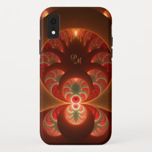 明るく抽象的でモダンなフラクタルの芸術のモノグラム iPhone XRケース