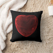 明るく抽象的なフラクタルの赤いハート、フラクタルのハート クッション (ブランケット)