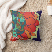明るく抽象的な花の枕 クッション (ブランケット)