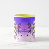 明るく新しい誕生日の2写真フレーム マグカップ (中央)