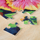 明るく日当たりの良いピンクハイビスカスパズル ジグソーパズル (側面)