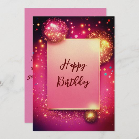 明るく明るいハッピーバースデーカード。 サンキューカード (正面/裏面)