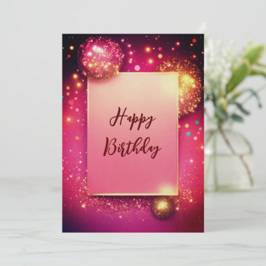 明るく明るいハッピーバースデーカード。 サンキューカード (スタンド正面)