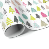 明るく明るい手で描かれたクリスマスツリー ラッピングペーパー (ロールコーナー)