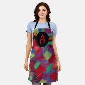 明るく明るい抽象芸術デジタルアートモノグラム エプロン (着用した状態)
