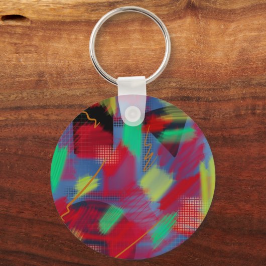 明るく明るい抽象芸術デジタルアートモノグラム キーホルダー (裏面)