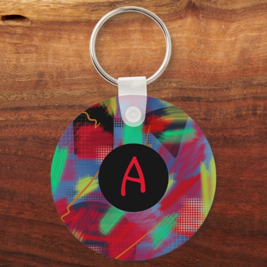 明るく明るい抽象芸術デジタルアートモノグラム キーホルダー (正面)