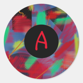 明るく明るい抽象芸術デジタルアートモノグラム ラウンドシール