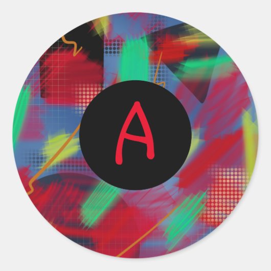 明るく明るい抽象芸術デジタルアートモノグラム ラウンドシール (正面)