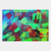 明るく明るい抽象芸術デジタルアート3色 ラッピングペーパーシート (正面2)