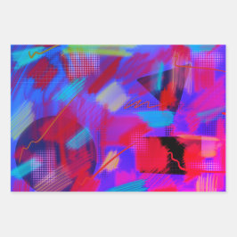 明るく明るい抽象芸術デジタルアート3色 ラッピングペーパーシート