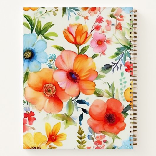 明るく明るい水の色ポピーフローラ手帳 ノートブック (裏面)