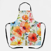 明るく明るい水色ポピーフローラエプロン エプロン (正面)