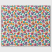 明るく明るい花カラフル包み紙 ラッピングペーパー (フラット)