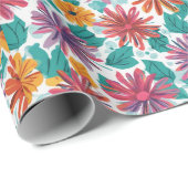 明るく明るい花カラフル包み紙 ラッピングペーパー (ロールコーナー)