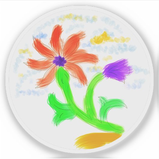 明るく明るい花 シール (正面)