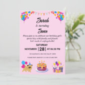 明るく明るい誕生日招待状カード 招待状 (スタンド正面)