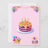 明るく明るい誕生日招待状カード 招待状 (裏面)