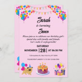 明るく明るい誕生日招待状カード 招待状 (正面/裏面)