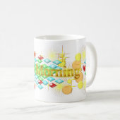 明るく明るく幸せな一日おはよう コーヒーマグカップ (正面右)