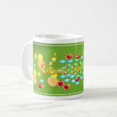 明るく明るく幸せな一日おはよう コーヒーマグカップ (正面左)