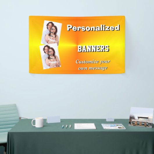明るく明白で黄色い写真テンプレート 横断幕 (トレードショー)