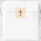 明るく暗い木目で交差 スクエアシール (バッグ)