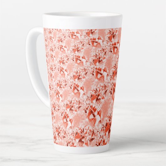 明るく曲がった派手なサケのサンゴ カフェラテマグ (左アングル)