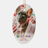 明るく楽しいクリスマスの写真 セラミックオーナメント (右)