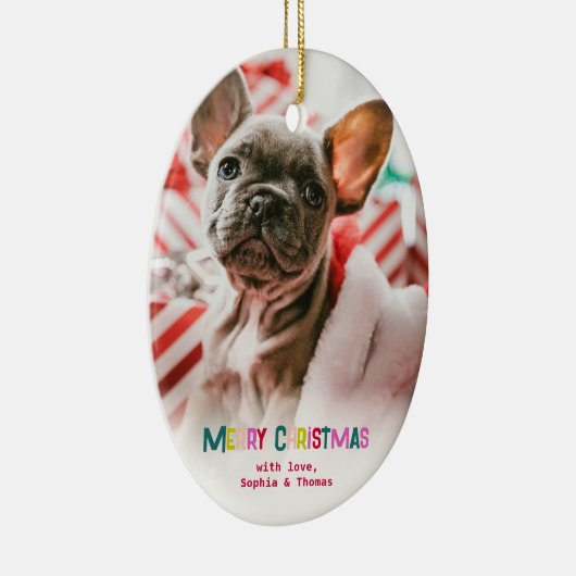 明るく楽しいクリスマスの写真 セラミックオーナメント (右)