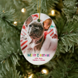 明るく楽しいクリスマスの写真 セラミックオーナメント