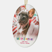 明るく楽しいクリスマスの写真 セラミックオーナメント (左)