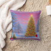 明るく楽しいクリスマスモーニングデザイン クッション (ブランケット)