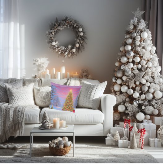 明るく楽しいクリスマスモーニングデザイン クッション