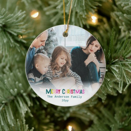 明るく楽しいメリークリスマス写真 松緑 セラミックオーナメント (ツリー)