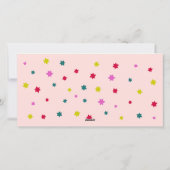 明るく楽しいメリークリスマス3フォト赤面ピンク シーズンカード (裏面)