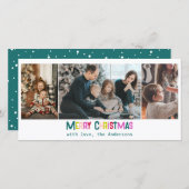 明るく楽しいメリークリスマス3写真パイングリーン シーズンカード (正面/裏面)