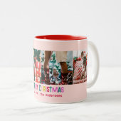 明るく楽しいメリークリスマス4フォト赤面ピンク ツートーンマグカップ (正面右)