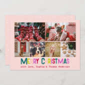 明るく楽しいメリークリスマス6フォト赤面ピンク シーズンカード (正面/裏面)