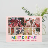 明るく楽しいメリークリスマス6フォト赤面ピンク シーズンカード (スタンド正面)