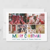 明るく楽しいメリークリスマス6写真パイングリーン シーズンカード (正面)