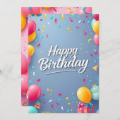 明るく楽しい誕生日願い! 招待状 (正面/裏面)